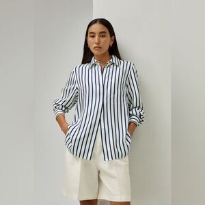 Lilysilk Oversized Palma Stripe Silk Shirt